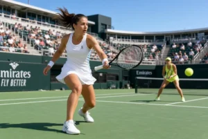 Professional female tennis players competing on court during the Pakistan women tennis international tournament in Islamabad