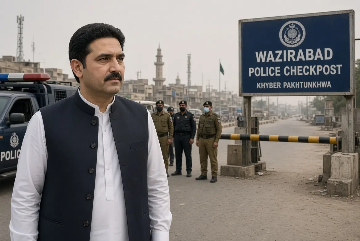 Sohail Afridi attack scene showing KP CM standing near Wazirabad police checkpost with security officers in the background