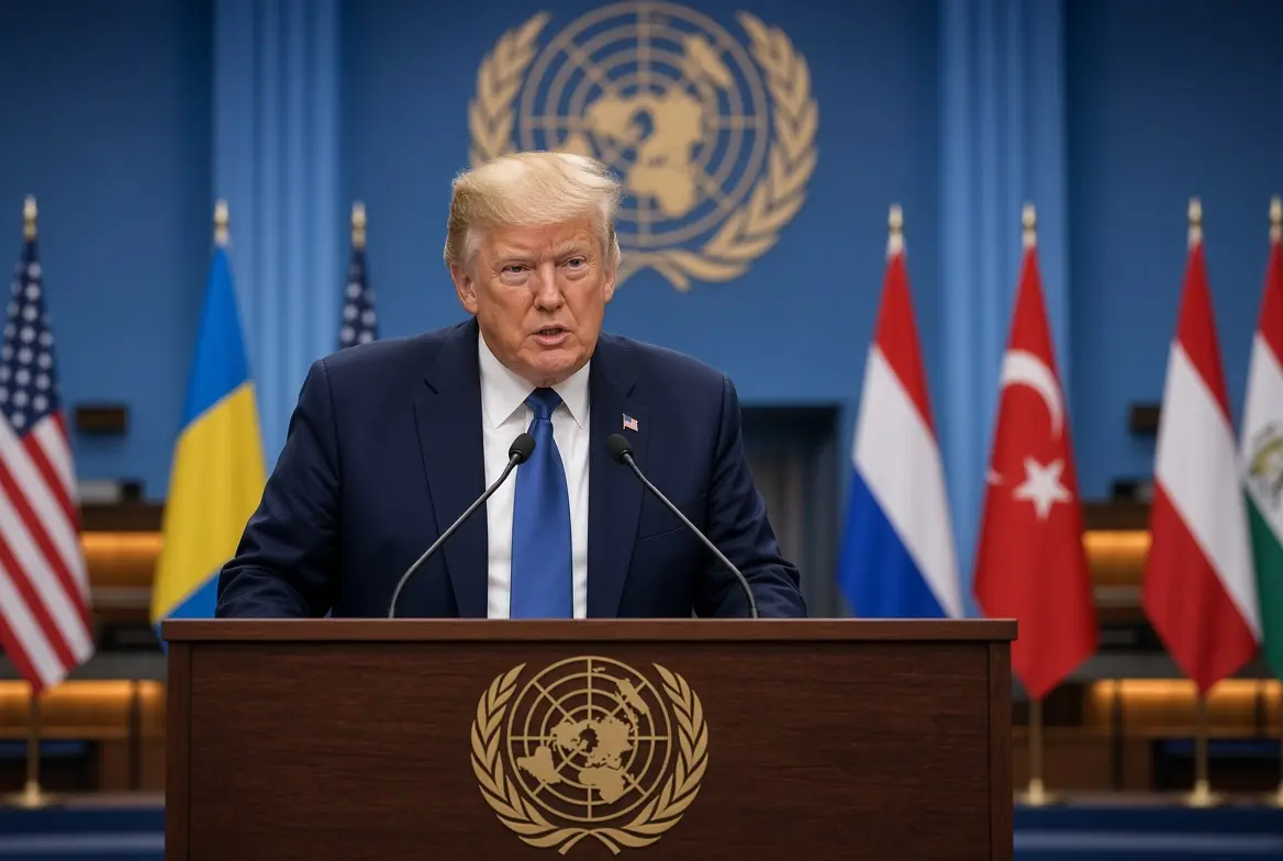 US President Donald Trump speaking at the United Nations podium during the speech that included Trump Shehbaz praise for Pakistan’s prime minister