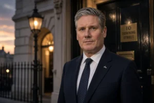 UK Prime Minister outside 10 Downing Street in London