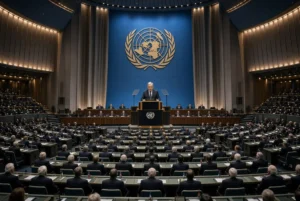 United Nations Secretary-General addressing world leaders in the General Assembly hall during UN diplomacy takeaways summit week
