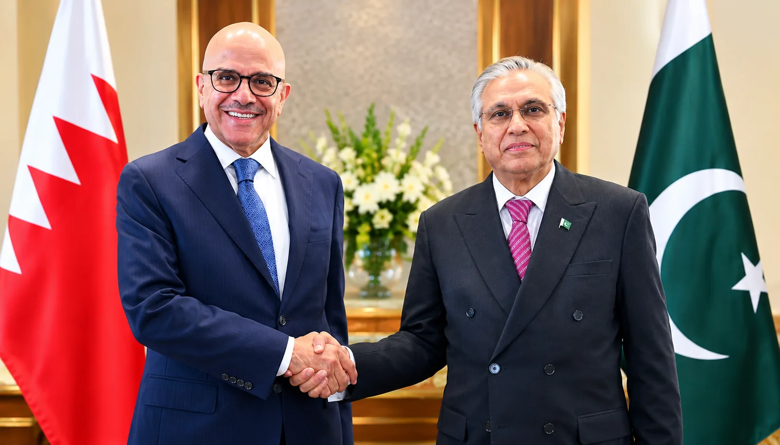 Bahrain Foreign Minister meets Pakistani official during a diplomatic meeting between Bahrain and Pakistan