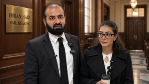 Imaan Mazari and Hadi Ali Chattha during Imaan Hadi bail hearing in court