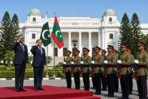 Maldives President Muizzu and Prime Minister Shehbaz Sharif receiving guard of honour during Muizzu Pakistan Visit in Islamabad
