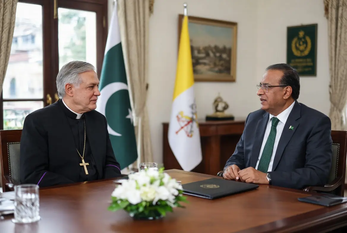 Archbishop Paul Richard Gallagher in formal meeting with Pakistani official during Vatican envoy Pakistan visit for interfaith harmony and peace talks